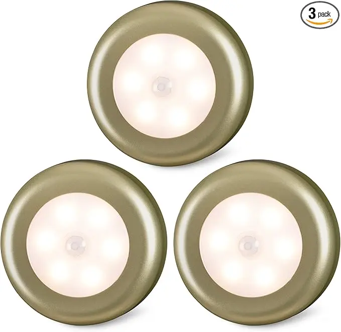 STAR-SPANGLED 3 Pack 2.8” Motion Sensor Lights Indoor AAA Battery Operated