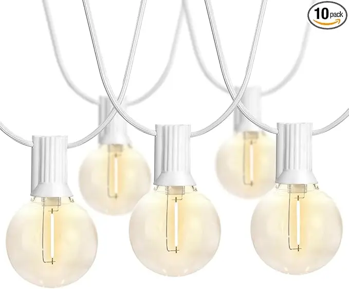 SUNTHIN Outdoor White String Lights, 27FT White Patio Lights