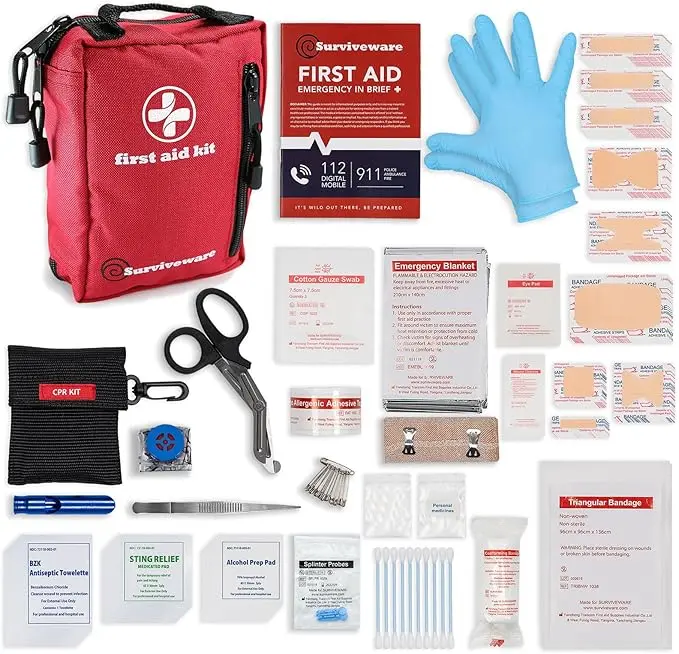 Surviveware 98 Pcs Comprehensive Premium Survival First Aid Kit