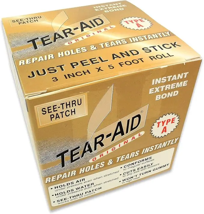 Tear-Aid Fabric Repair Kit, Type A Clear Patch