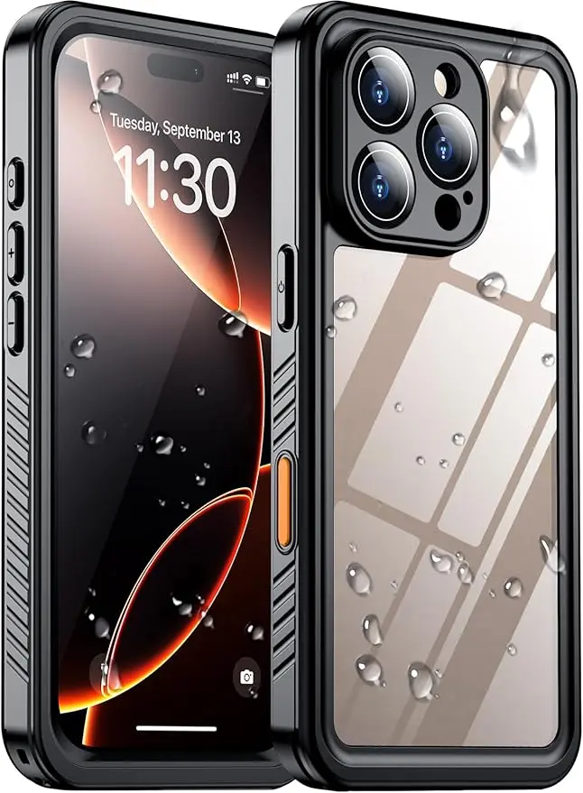 Temdan Compatible with iPhone 16 Pro Max Case Waterproof, Built-in Screen &