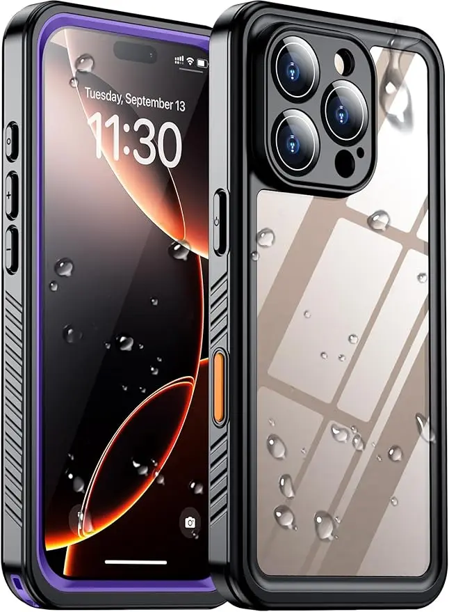 Temdan Compatible with iPhone 16 Pro Max Case Waterproof, Built-in Screen &