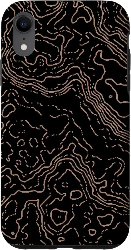 Topography Black & Brown Abstract Pattern Topographic Map Case