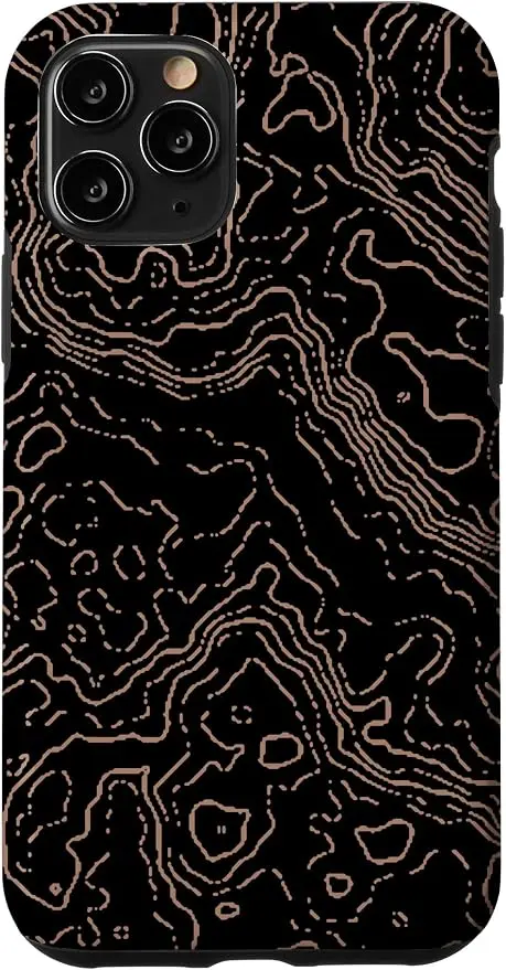 Topography Black & Brown Abstract Pattern Topographic Map Case
