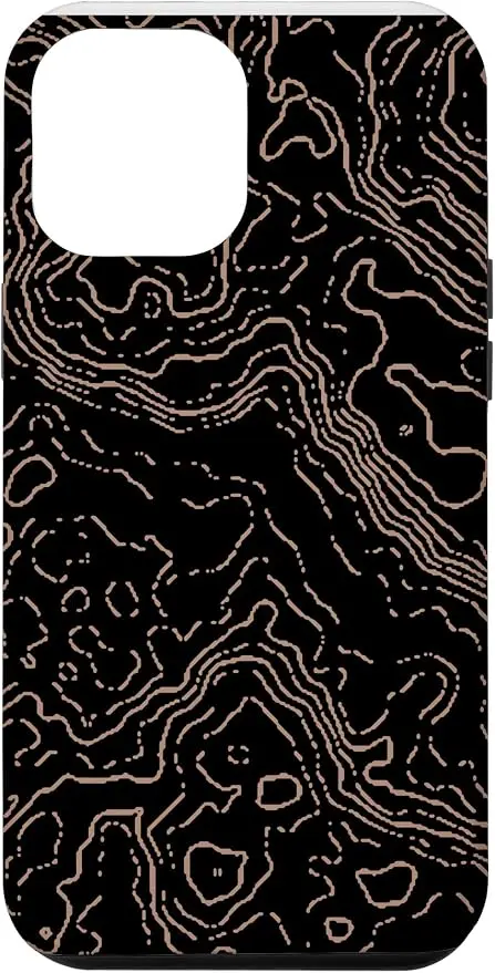 Topography Black & Brown Abstract Pattern Topographic Map Case