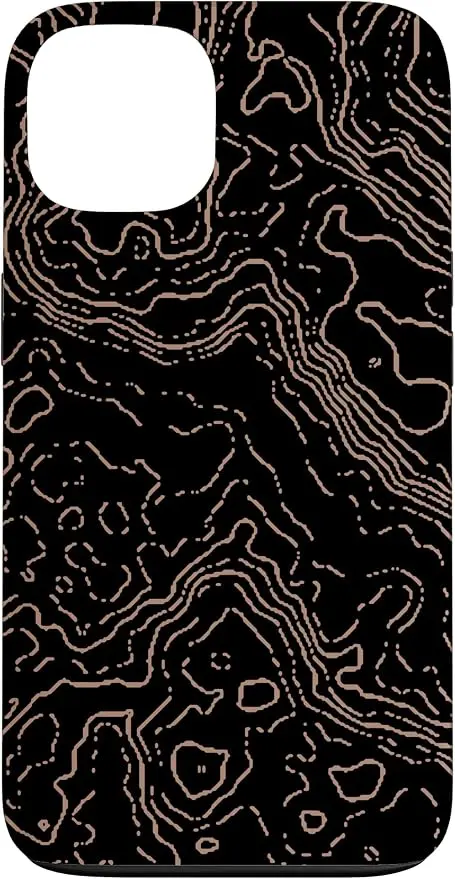Topography Black & Brown Abstract Pattern Topographic Map Case