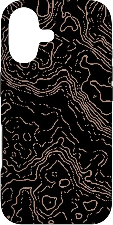 Topography Black & Brown Abstract Pattern Topographic Map Case
