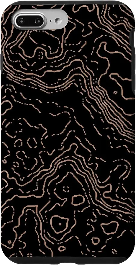 Topography Black & Brown Abstract Pattern Topographic Map Case