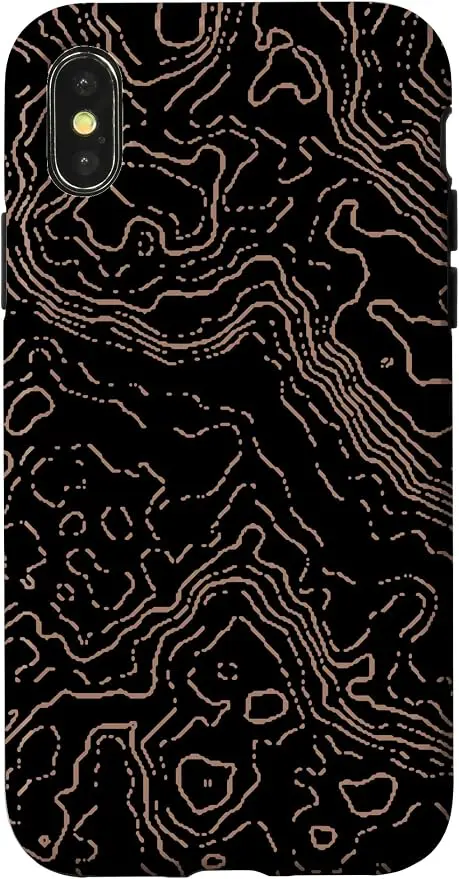 Topography Black & Brown Abstract Pattern Topographic Map Case