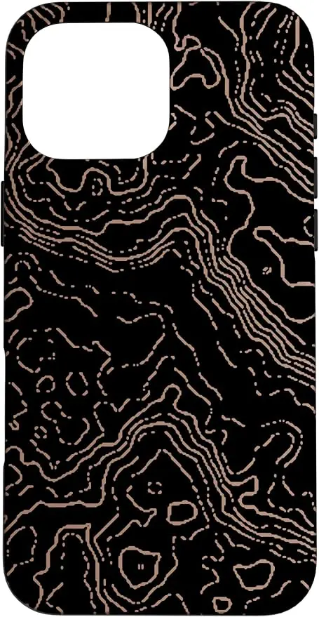 Topography Black & Brown Abstract Pattern Topographic Map Case