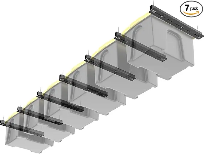 TORACK Garage Ceiling Bin Storage Rack, Adjustable Heavy Duty Overhead Tote