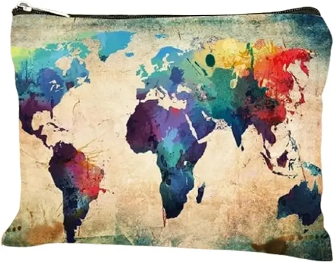 Trendy World Map Canvas Pouch
