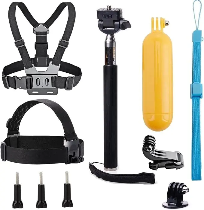 Universal Action Camera Accessories Bundle Head Chest Strap Mount/Selfie