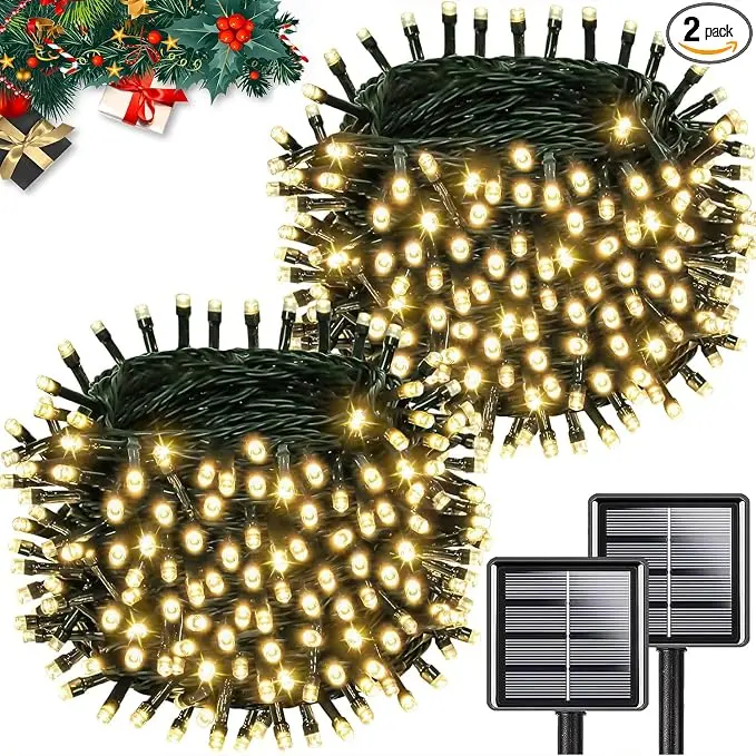 Upgrade 2Pack 200LED Solar String Lights