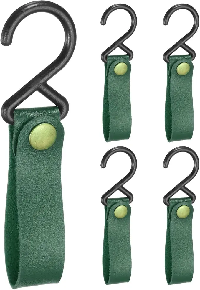 uxcell 5pcs PU Leather Hooks, S-Shape Hooks