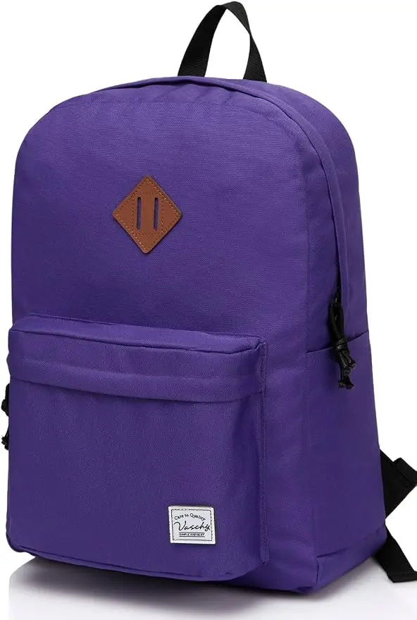 VASCHY Lightweight Backpack for School, Classic Basic Water Resistant Casual