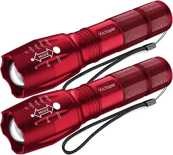 Victoper LED Flashlight 2 Pack Red, Bright High Lumens Tactical Flashlights