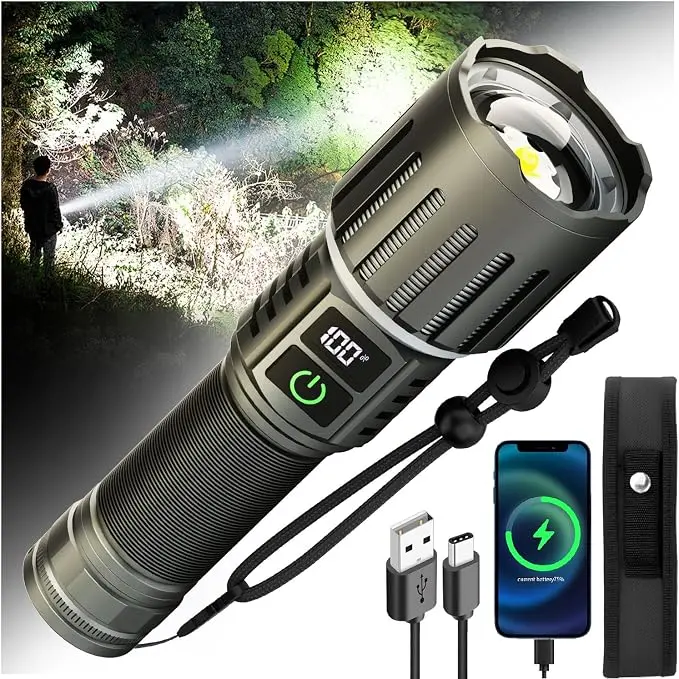 Victoper Rechargeable Flashlight, Titanium 5 Modes Zoomable Flash Light