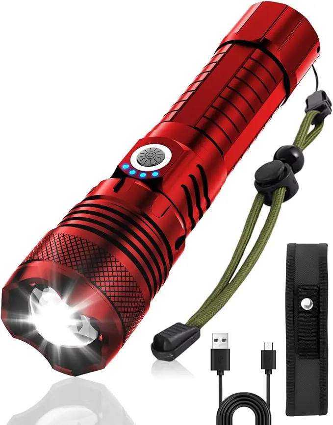 Victoper Red LED Flashlights, High Powered High Lumens Super Bright Tactical