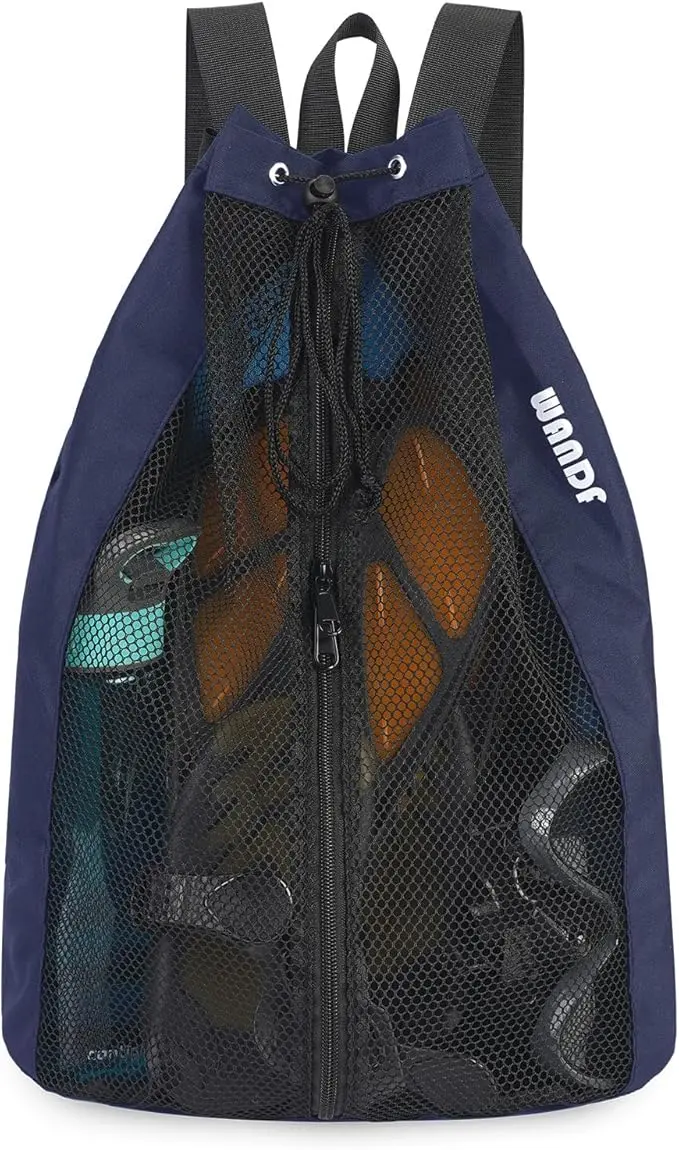 WANDF Swim Bag Mesh Drawstring Backpack Beach Backpack