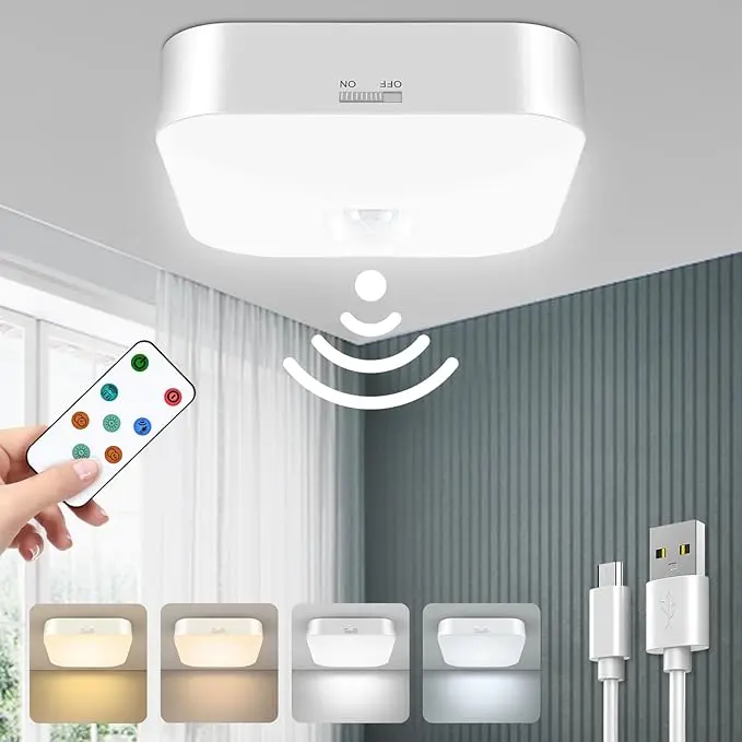 WhitePoplar Motion Sensor Rechargeable Ceiling Light Indoor