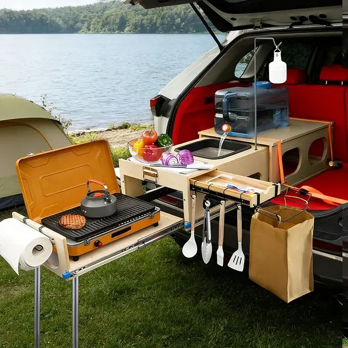Wooden Overland Camping Slide-Out Kitchen