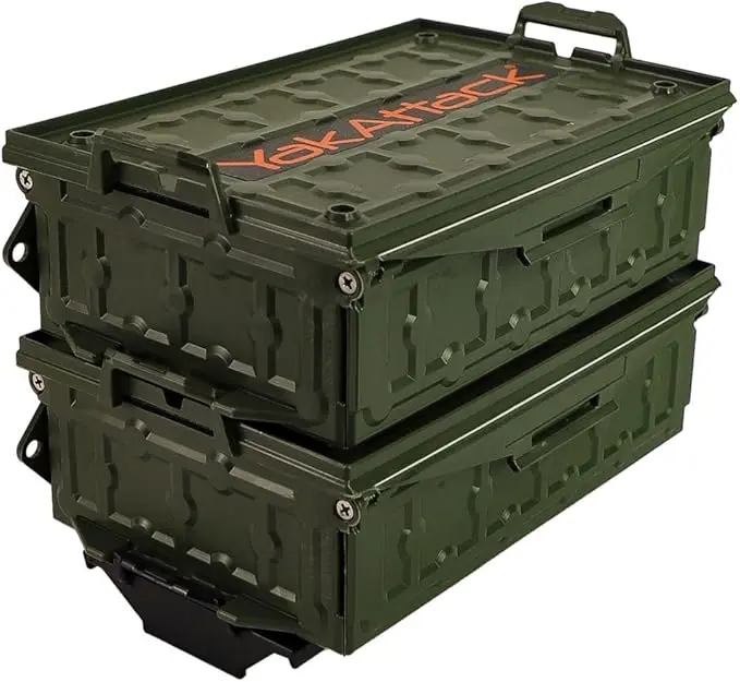 YakAttack TracPak Combo Kit – Ranger Grey | 2 Stackable Storage Boxes + Quick