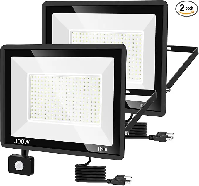 YANYCN 2 Pack 300W LED Motion Sensor Flood Light, LED Work Light