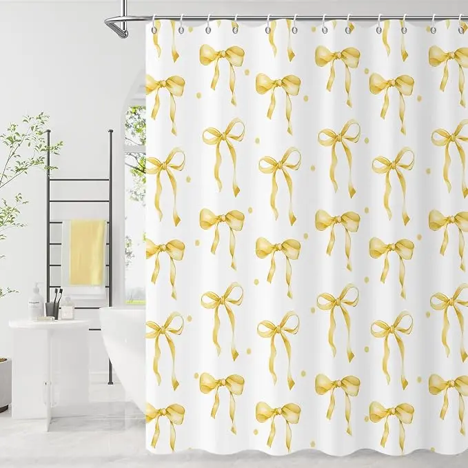 Yellow Bow Shower Curtain