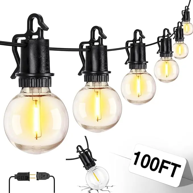 ZJOJO LED Outdoor String Lights, 100FT Outdoor Lights